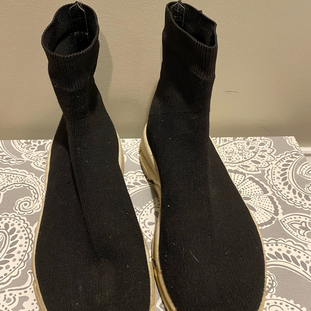 Black Knit High Top Sock Sneakers